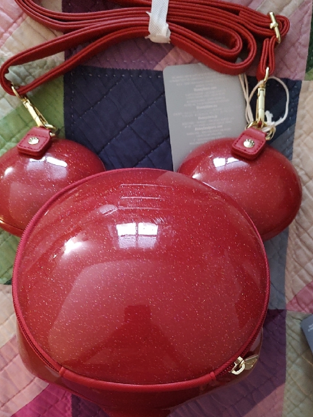 Loungefly Red Glitter Mickey Mouse Crossbody Bag - Picture 4 of 7